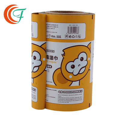 Khăn ướt In Bao bì Phim 80mic Metallized Polyester Film Wipes In cuộn nhiều lớp
